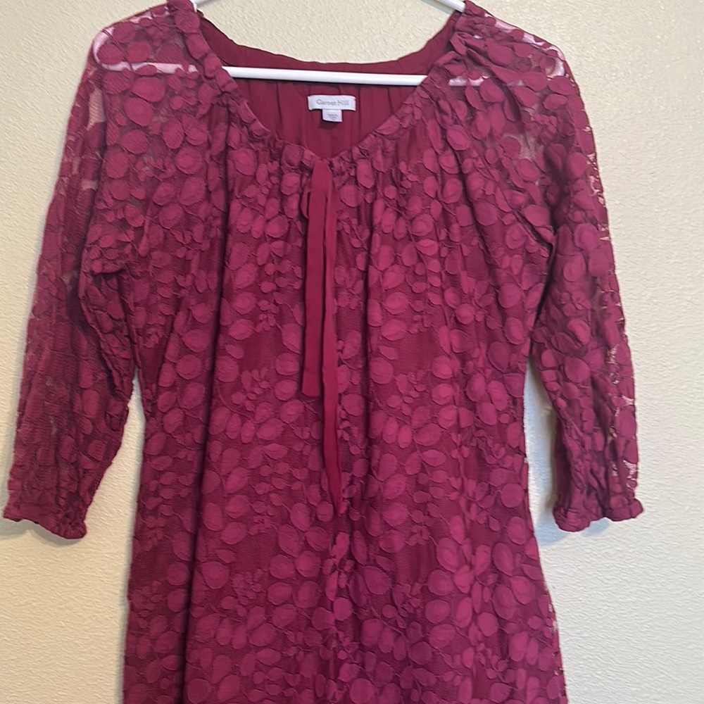 💖Garnett Hill Burgundy Lon sleeve lace dress. - Picture 4 of 6